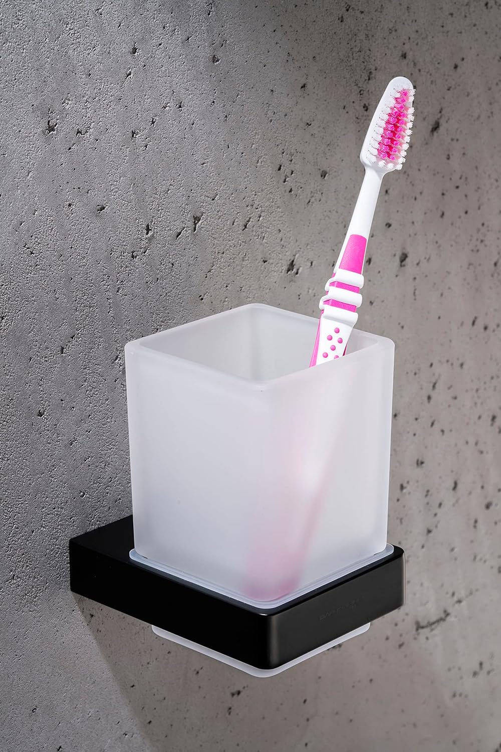 Design Zahnputzbecherhalter mit Glas, Schwarz