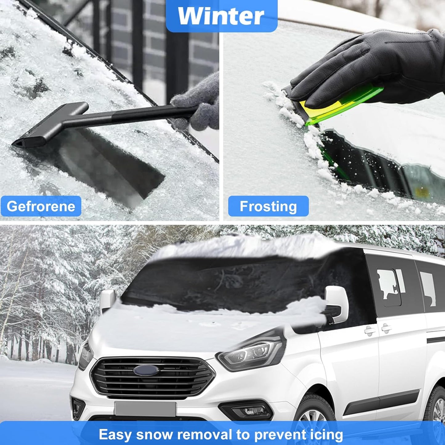 Windschutzscheibenabdeckung für Ford Transit Custom, Schwarz, Massgeschneidert für Transit Custom 2012-2022