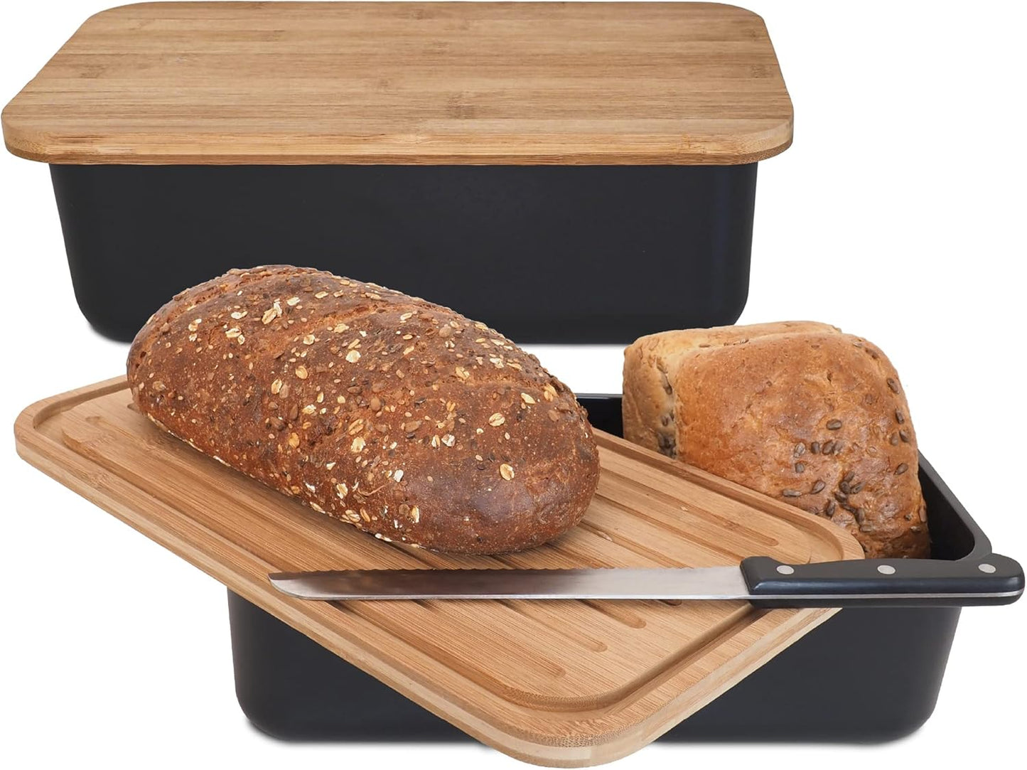 Brotkasten mit Schneidebrett, 2 in 1 Brotbrett und Behälter