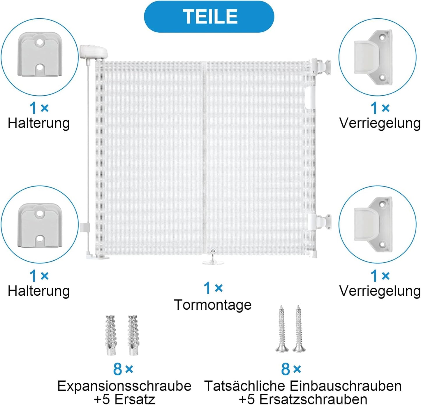 Ausziehbares Treppenschutzgitter, 140cm/weiss