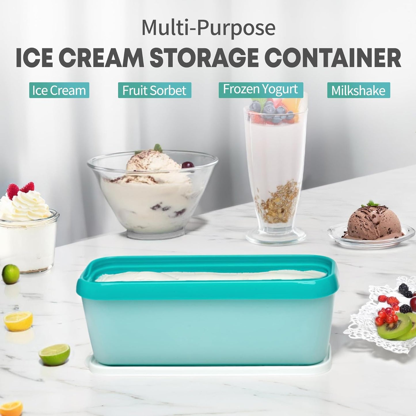 2er-Set Eisbehälter für Speiseeis, Grün