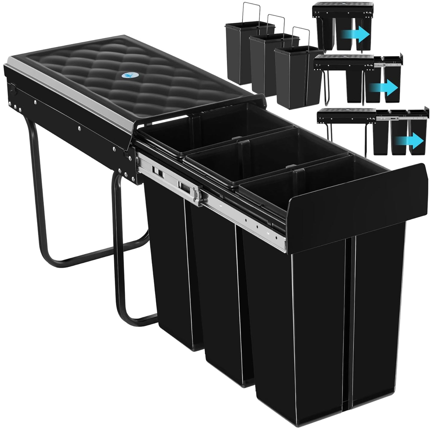 Ausziehbares Mülltrennsystem für Schrank (3x10L), 3x 10L