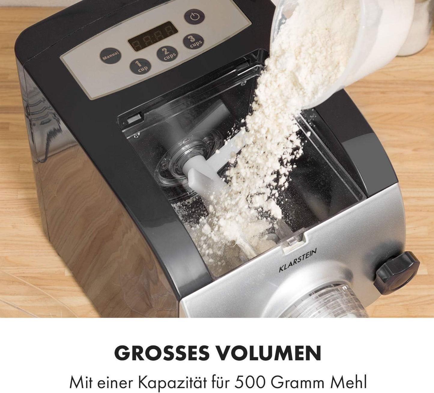 Pastamania - Elektrische Nudelmaschine mit 7 Aufsätzen, Schwarz