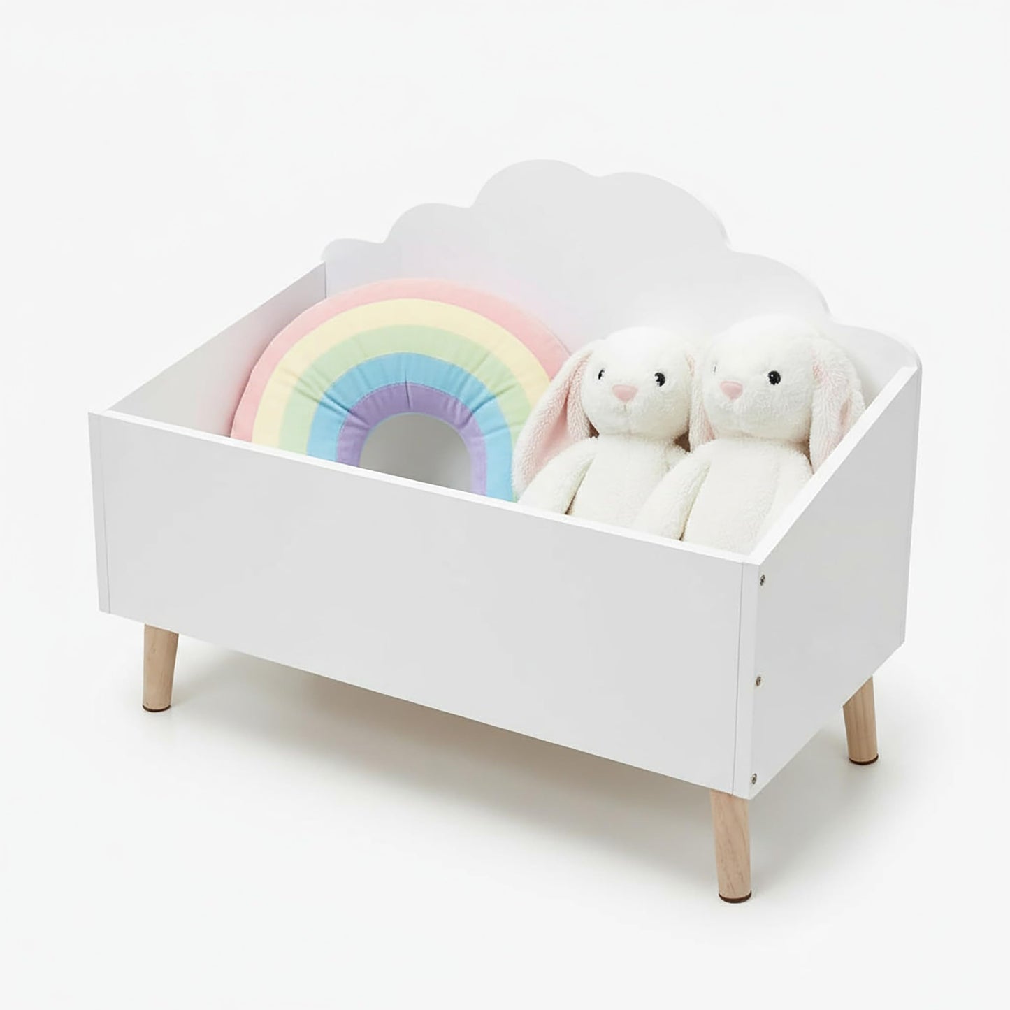 Kinder Aufbewahrungstruhe im Wolken-Design, Weiss