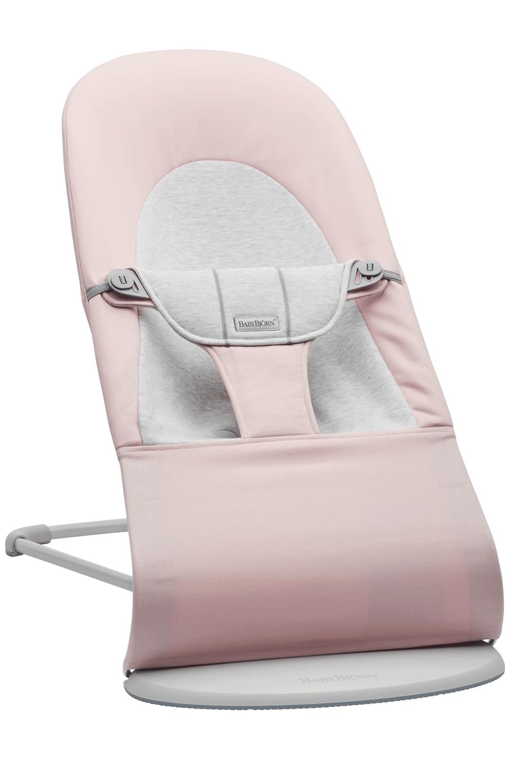 Babywippe Balance Soft, Hellrosa/Grau, Hellgrauer Rahmen Gewebt/Jersey
