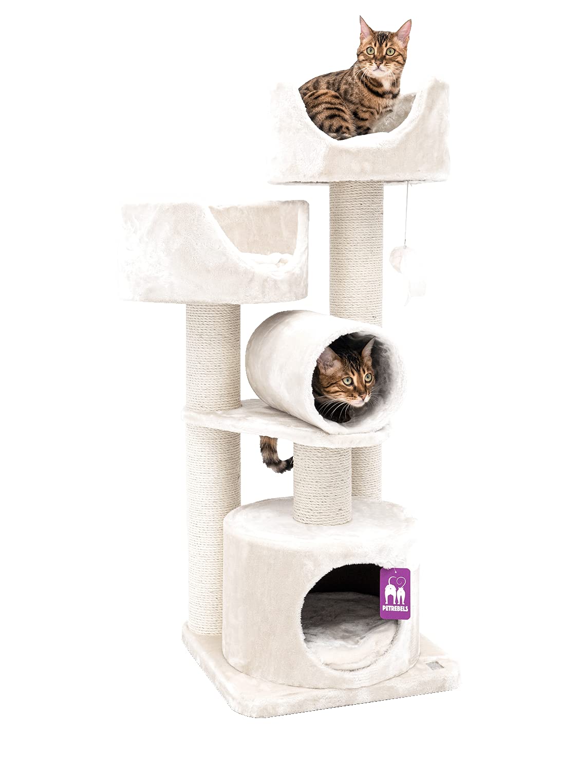Kompakter Kratzbaum für Seniorenkatzen, Creme