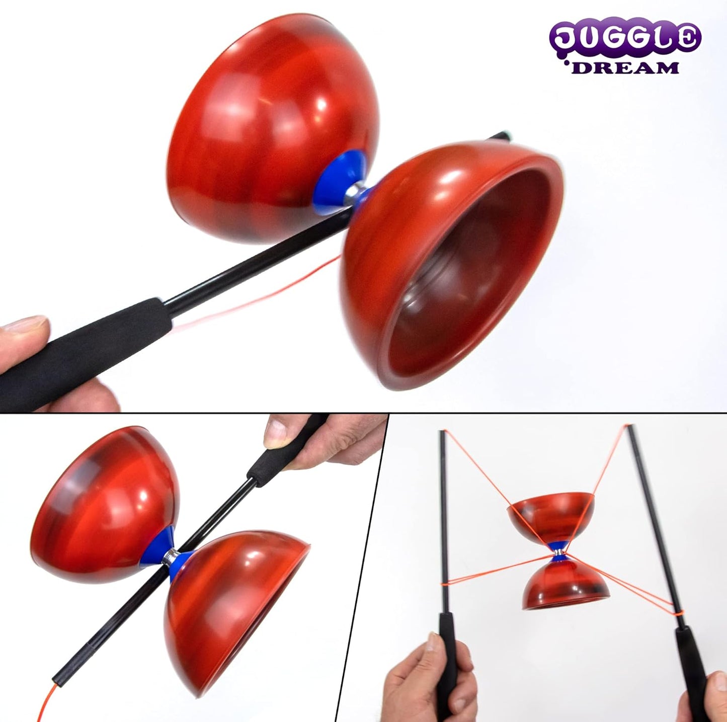 Diabolo-Jonglierset, Schwarz/Rot