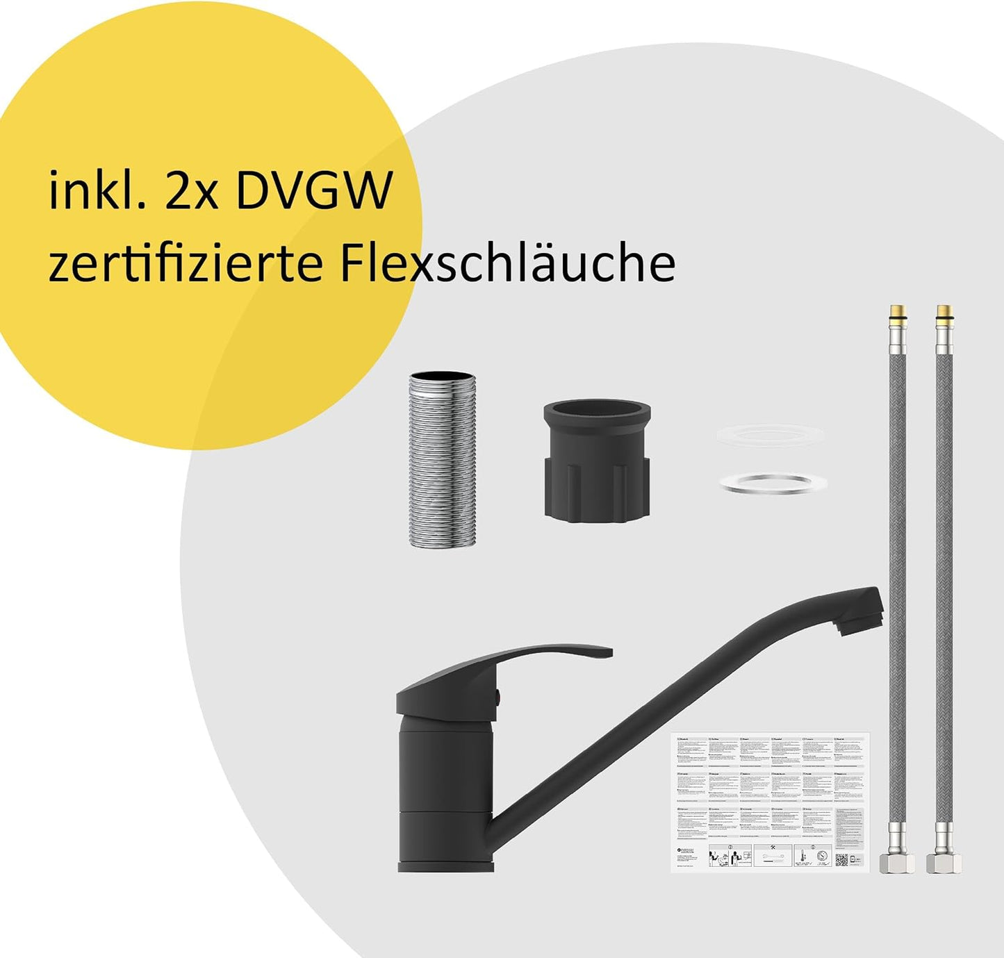 K1 Küchenwasserhahn, Hochdruck Schwarz Matt