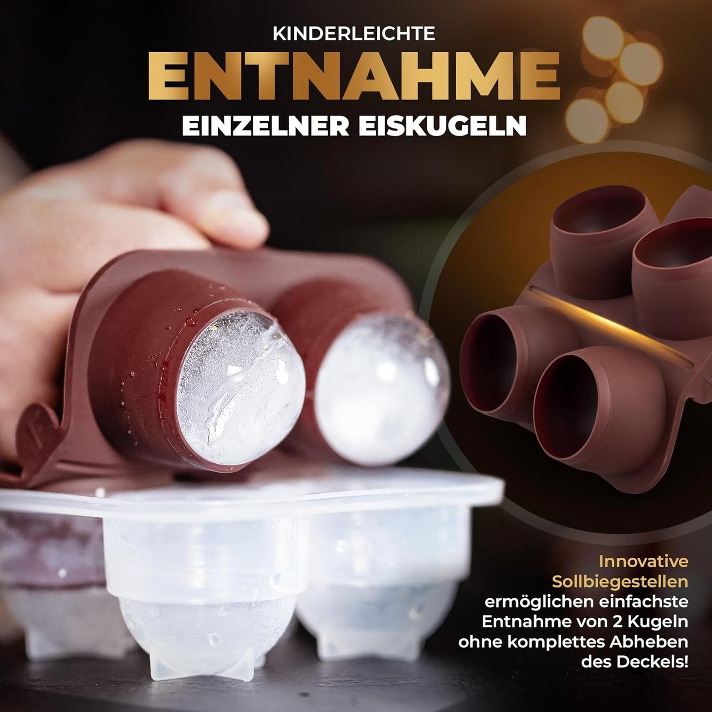 Eiskugelform-Set (4 Stück) für Whisky, Rum & Cocktails, C - 4x Eiskugelform