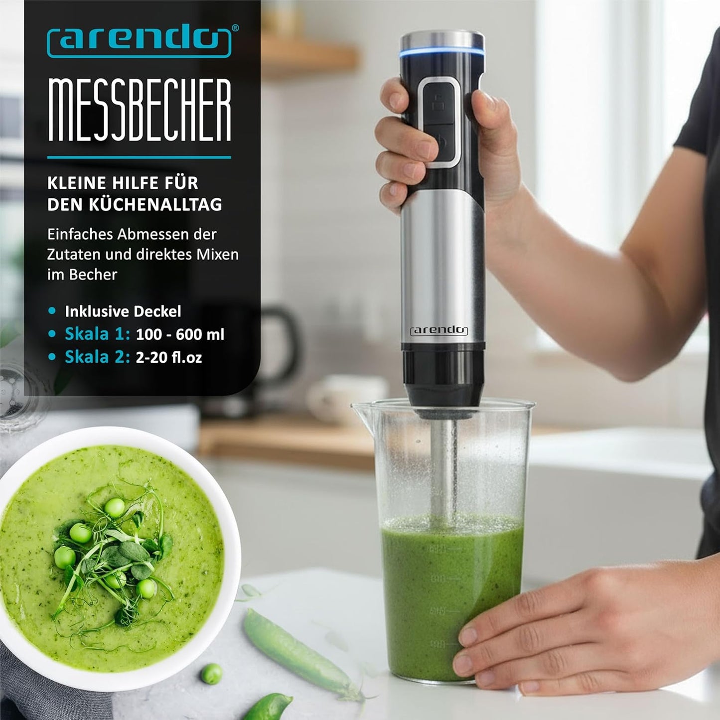 Kabelloser Stabmixer mit Zubehör-Set, D: Kabellos