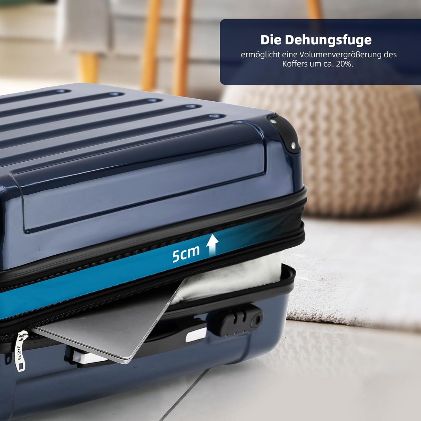2048 Zwillingsrollen Hartschalenkoffer mit Dehnfuge, Dunkel Blau L