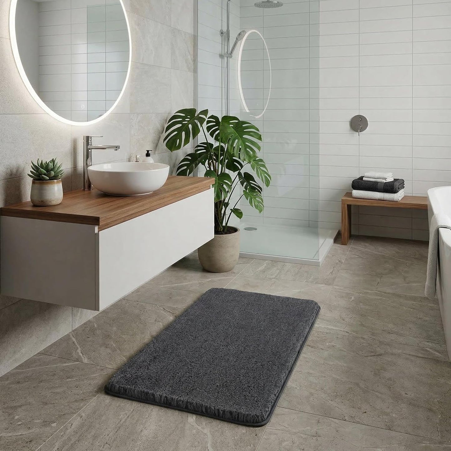 Badteppich Relax, 60x100 cm, Anthrazit 60 x 100 cm (Rechteckig)