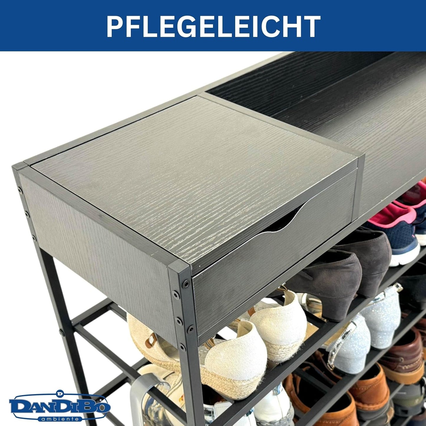 Schuhregal mit 6 Etagen und Ablagefläche
