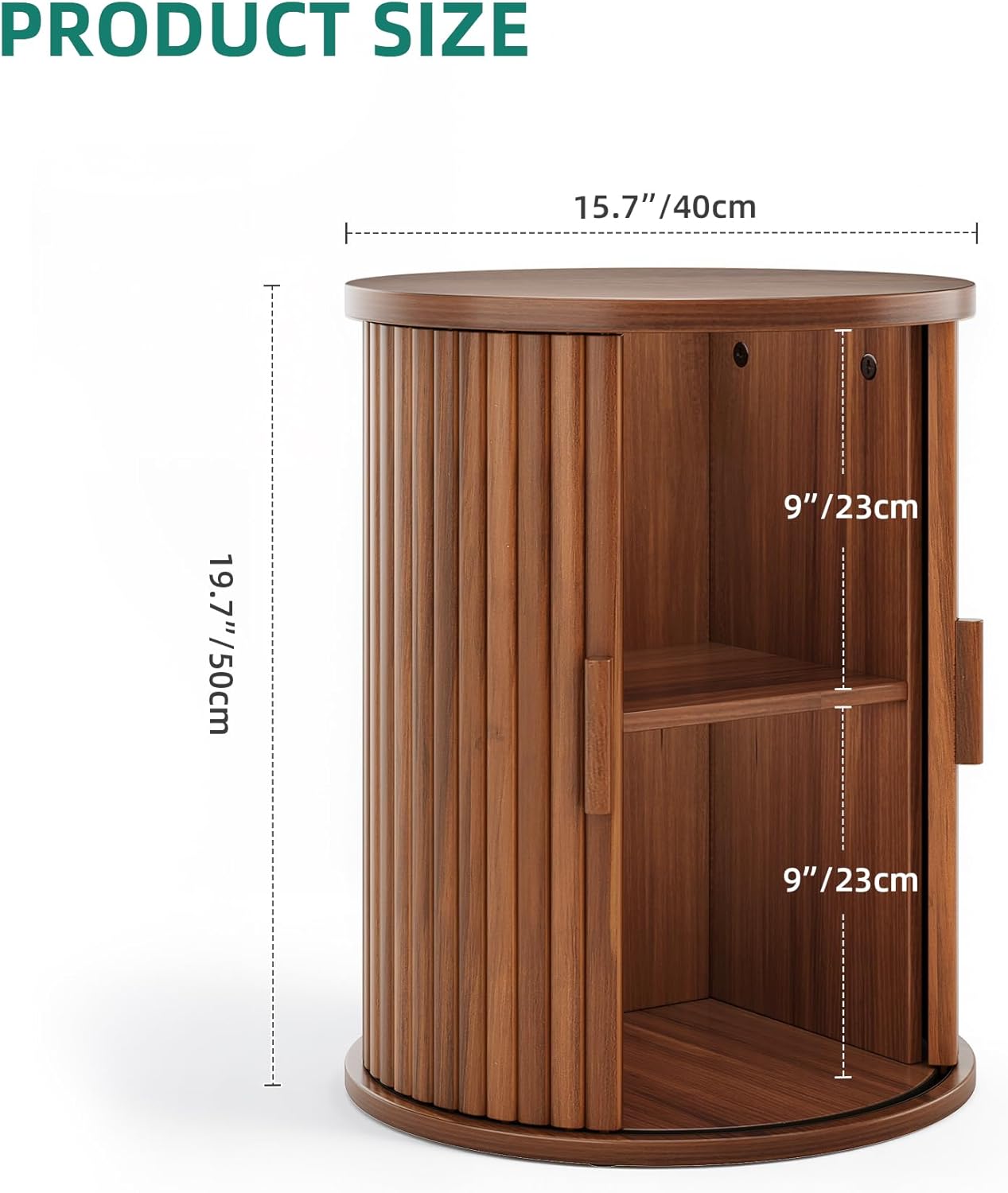 Runder Tisch mit Schiebetürenschrank, Walnuss