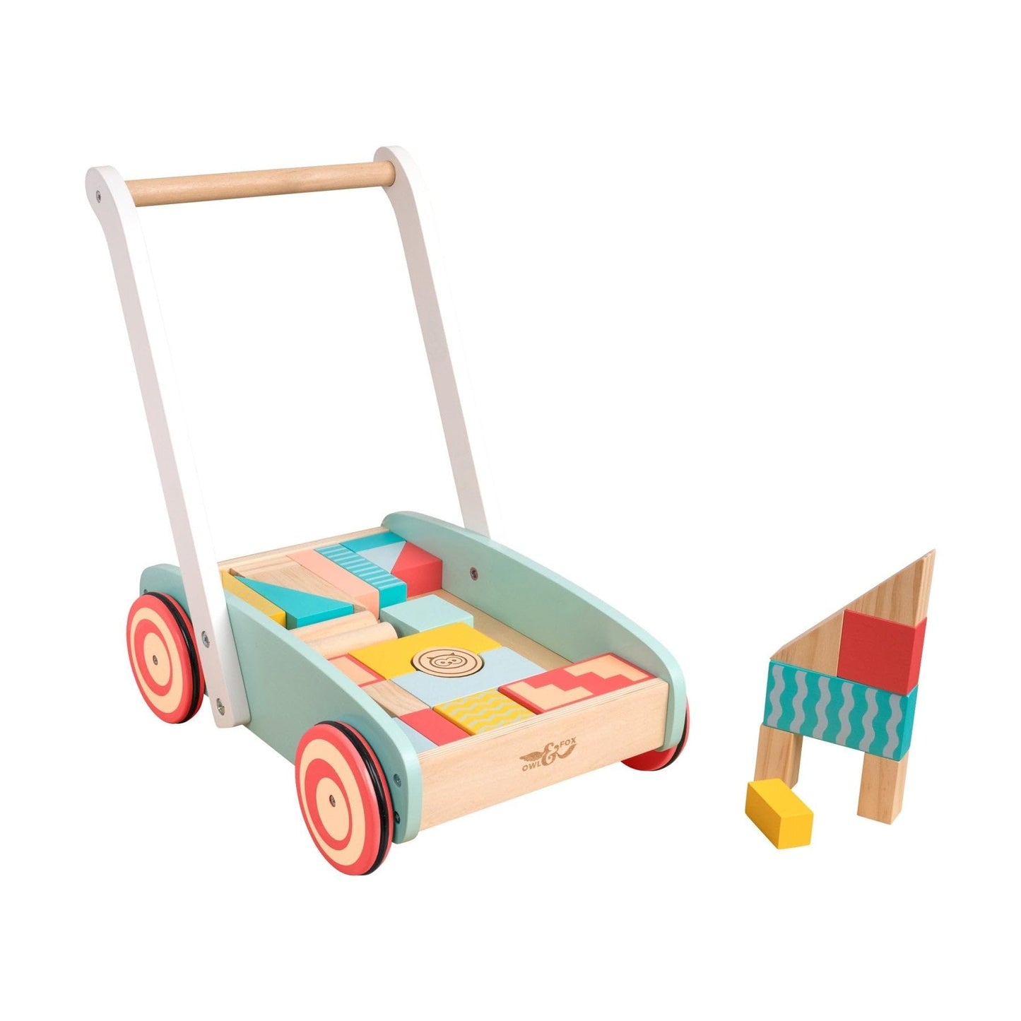 Holz-Lauflernwagen mit Bausteinen (ab 12 Monaten)