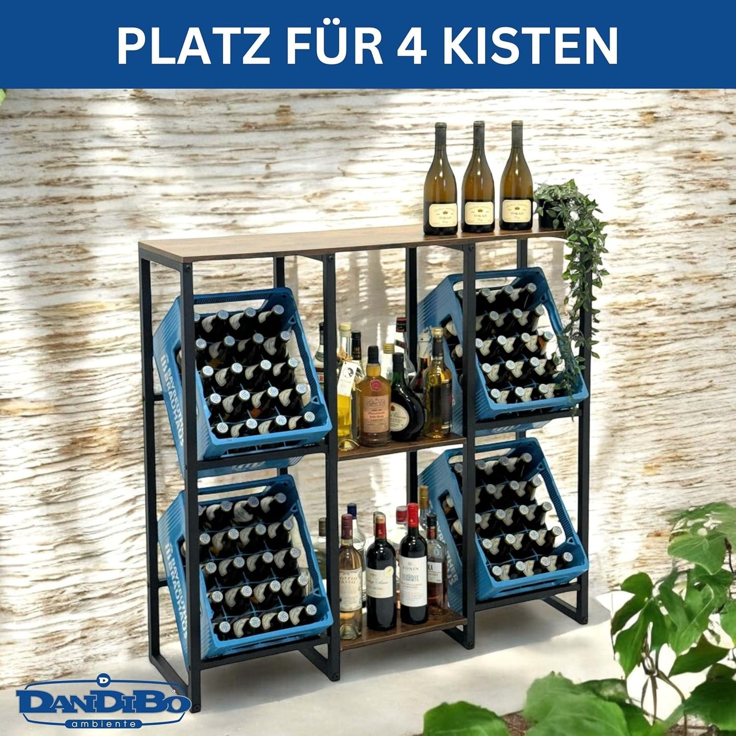 Getränkekistenregal mit Ablage für 4 Kisten