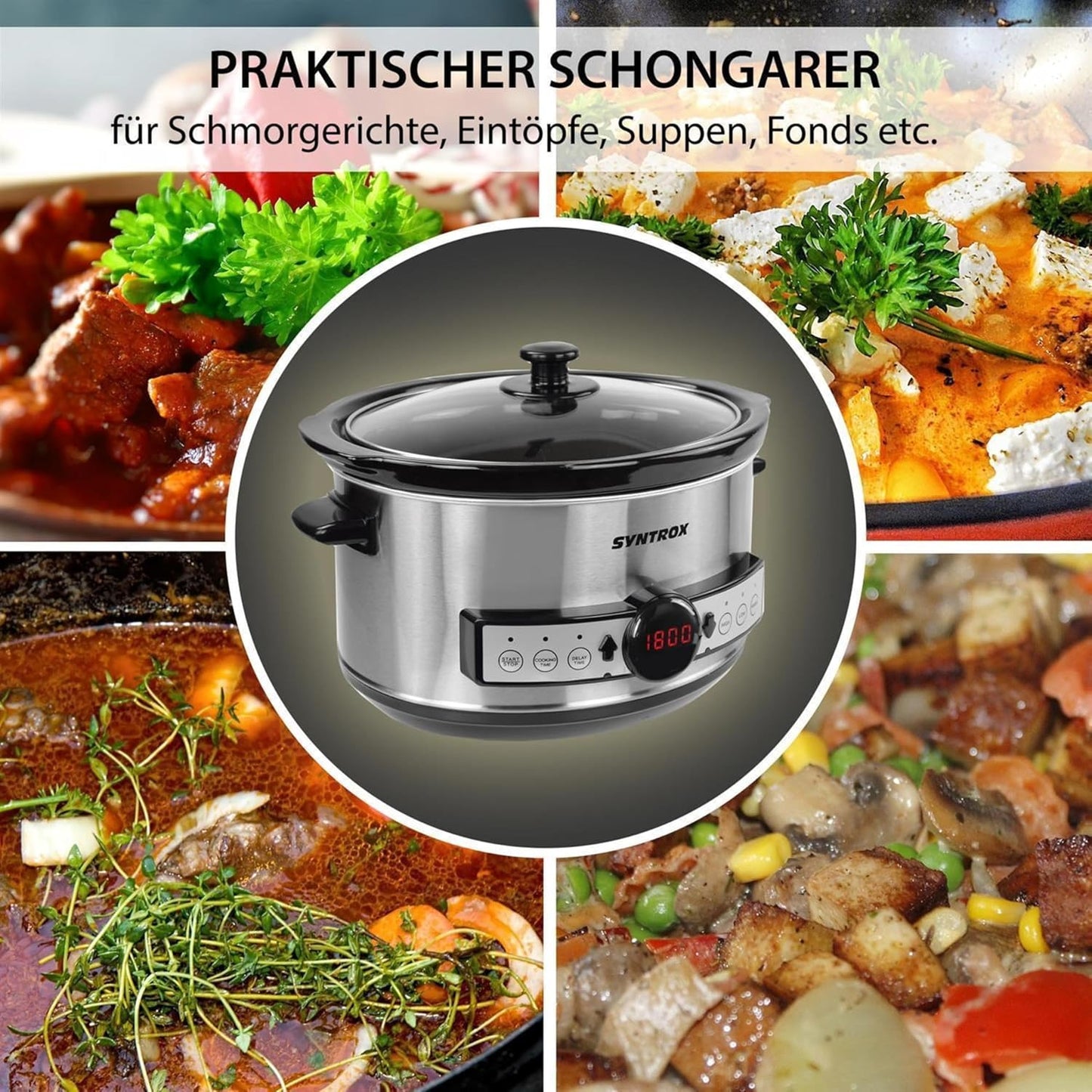 Slow Cooker mit Timer und Warmhaltefunktion