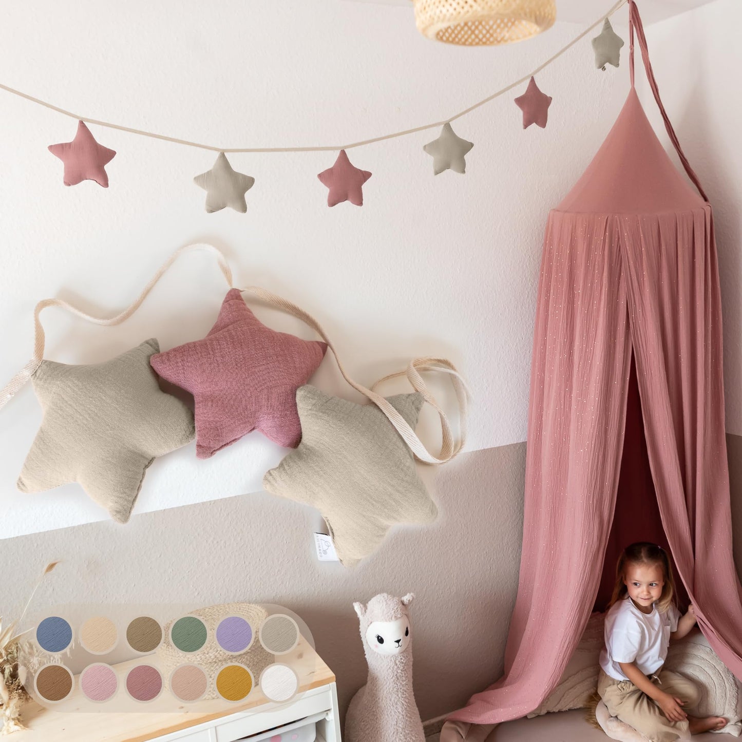 Sternenkette, Altrosa & Hellbeige Sterne ohne Goldapplikation