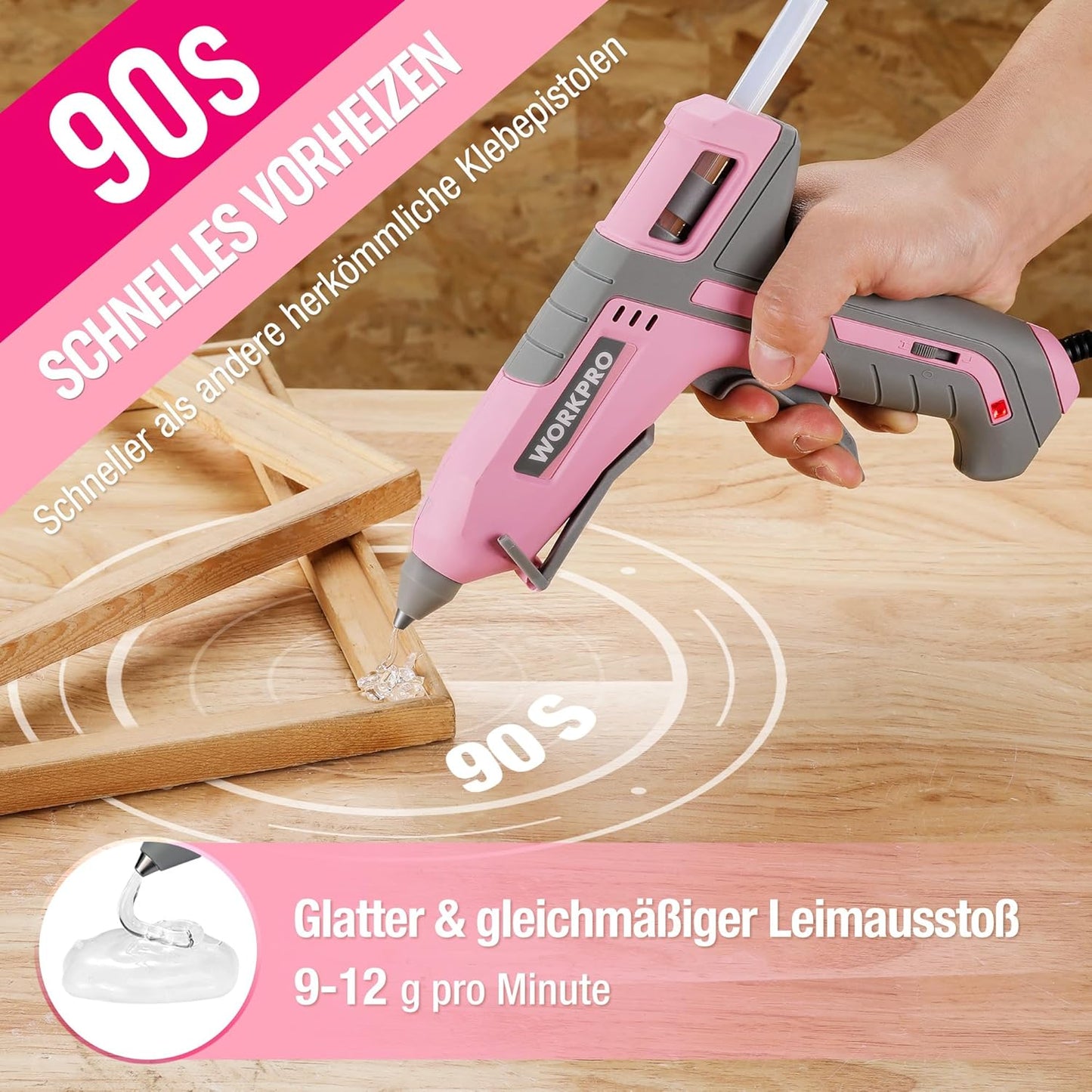 W125252A Heissklebepistole, Rosa