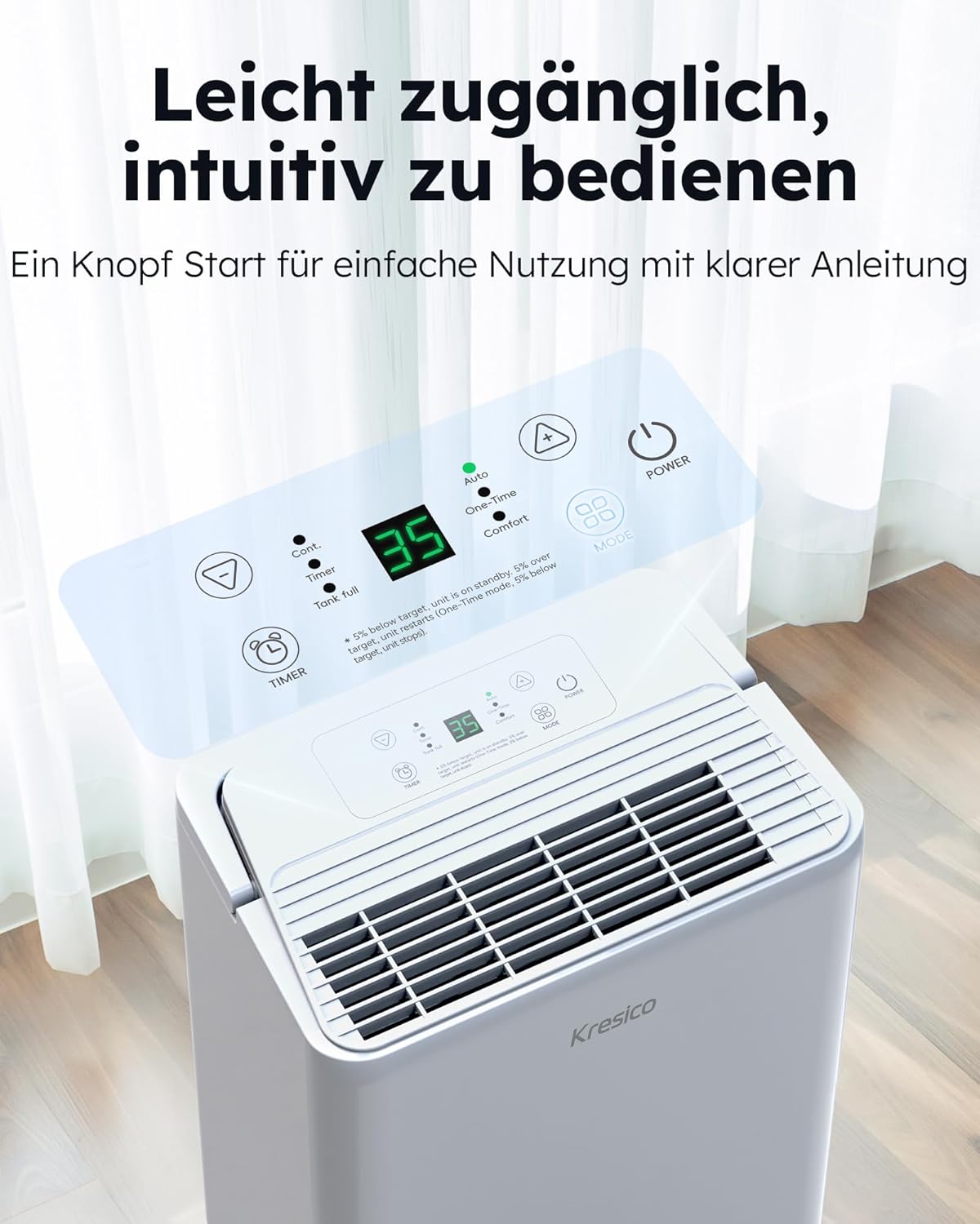 Elektrischer Luftentfeuchter mit Timer, 12L