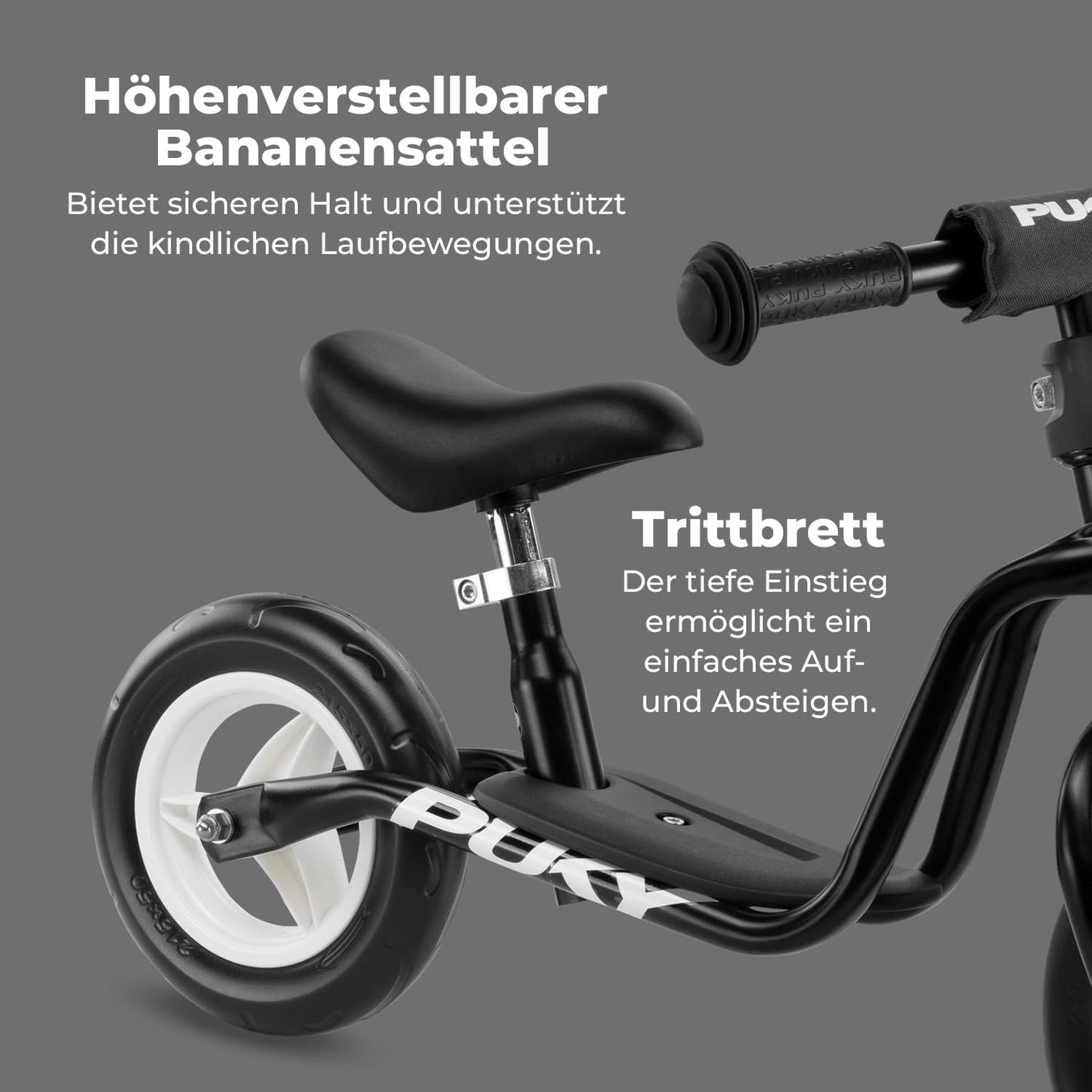 Laufrad LR M mit Trittbrett, Schwarz
