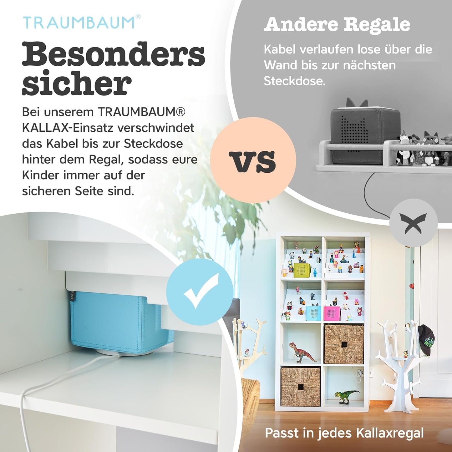 Magnetisches Tonie-Regal für IKEA KALLAX, Tonie Box Aussparung MITTIG