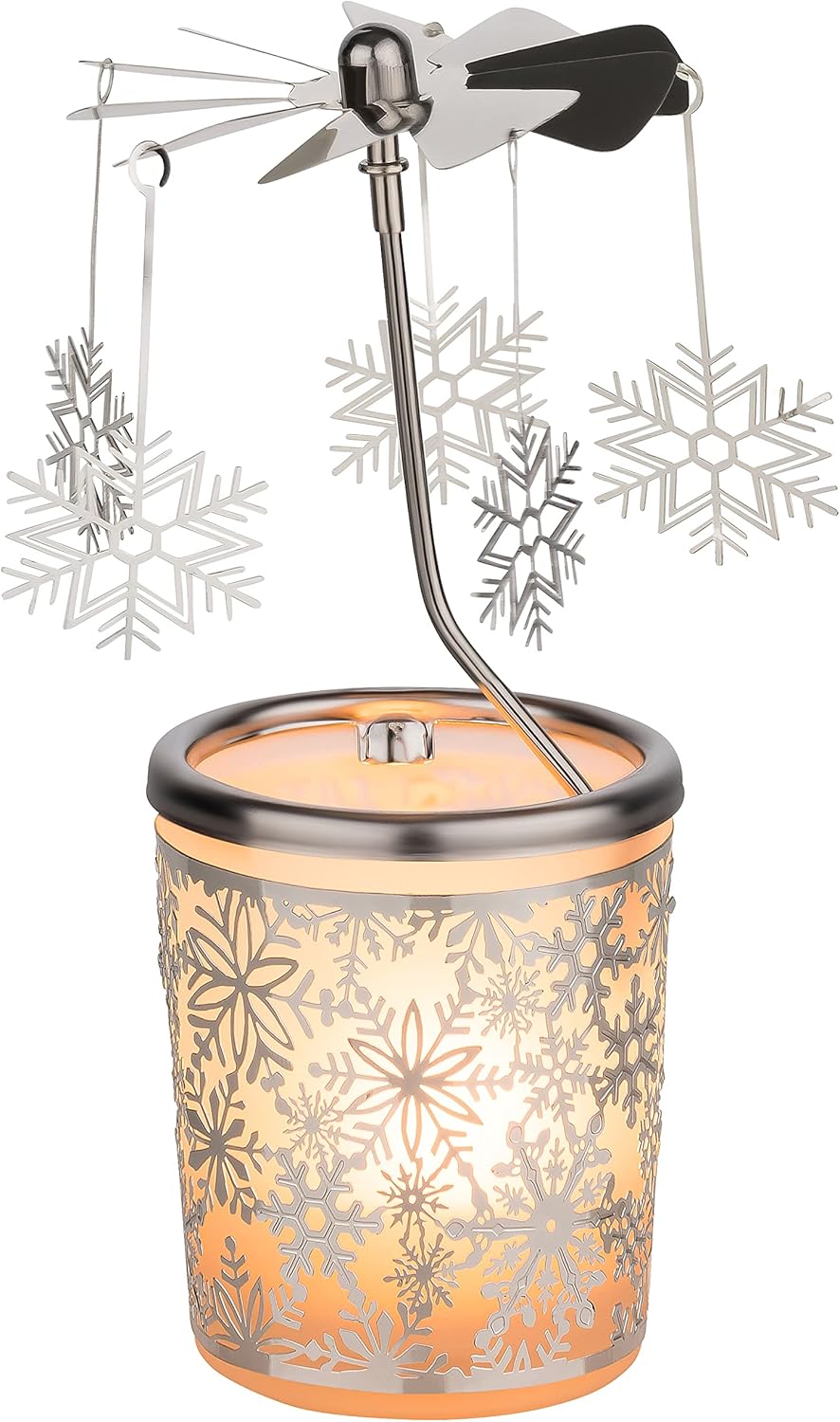 Weihnachtliches Teelichtkarussell Schneeflocke, Silber