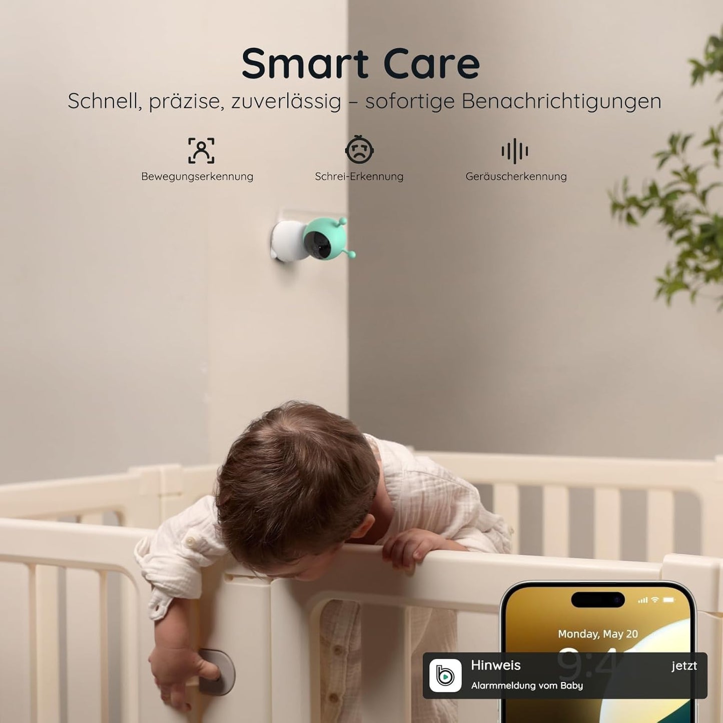 Babyphone mit Kamera und 360°-Bewegung, Babyphone mit 1 Kamera