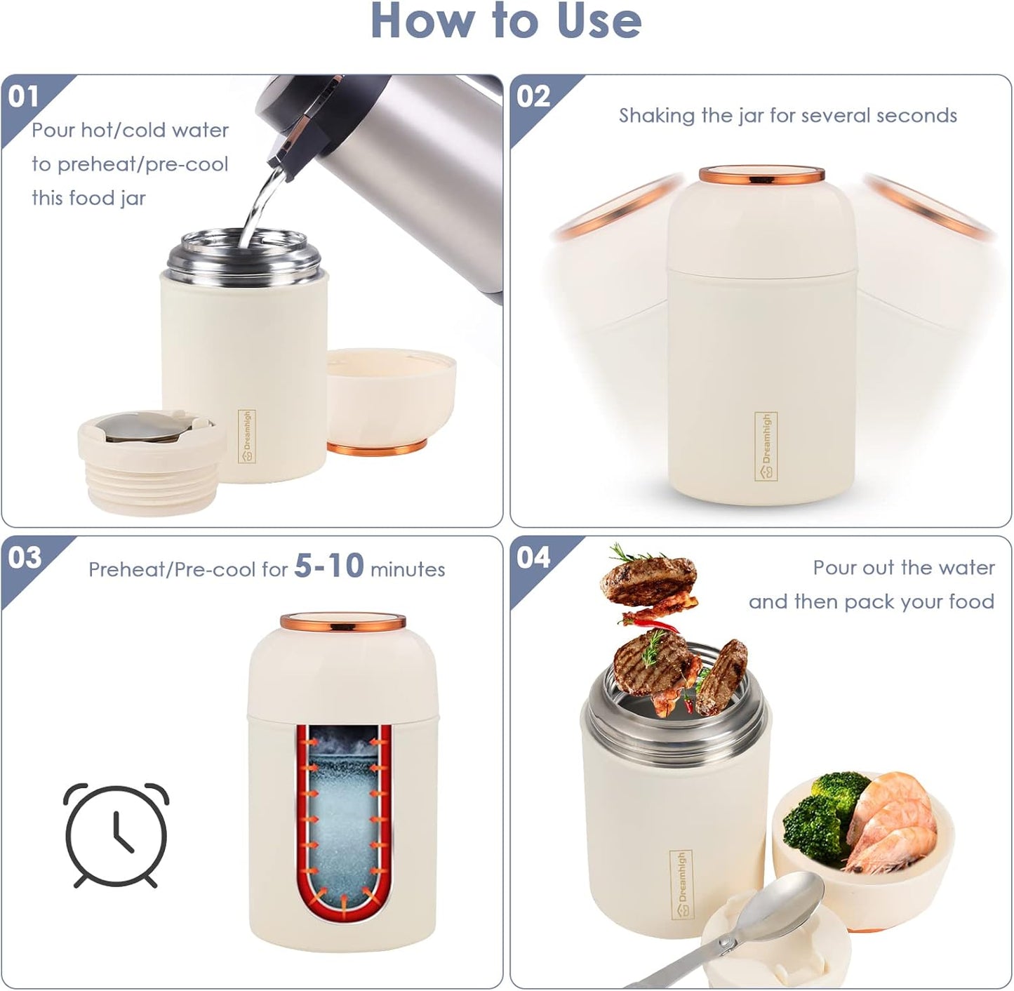 Thermobehälter mit Löffel, 550 ml, Blancs-550ml