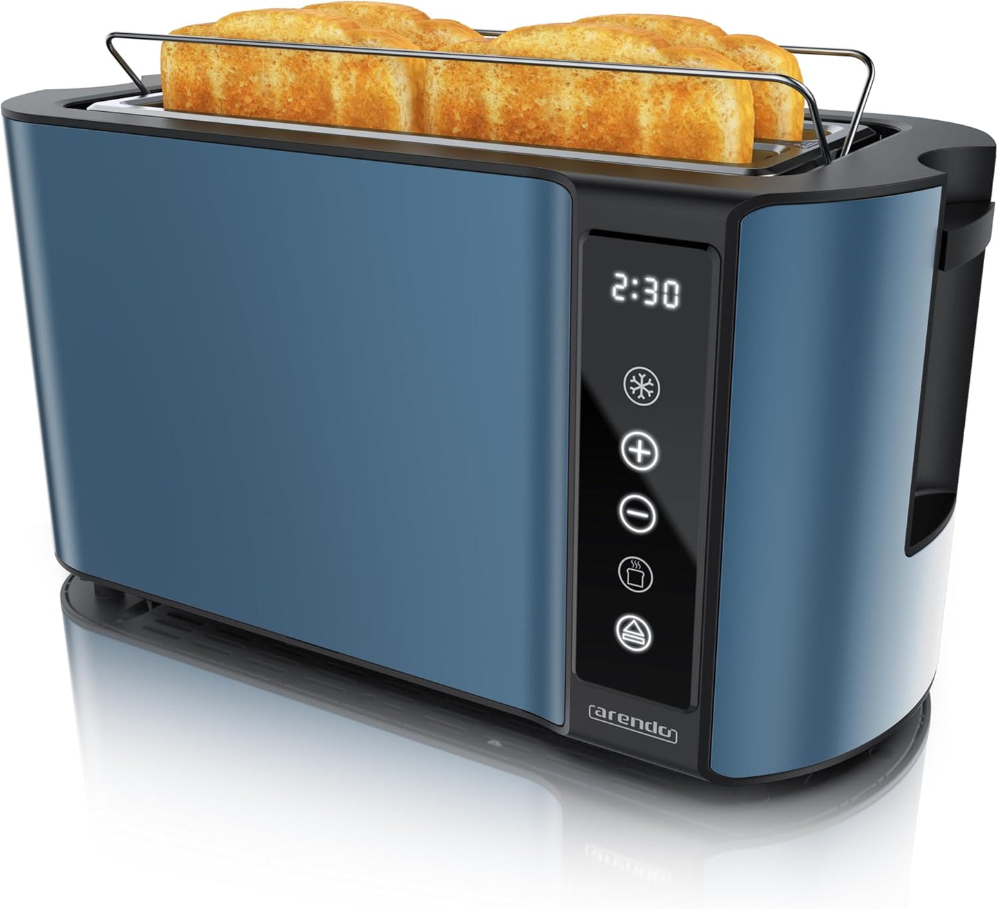 Edelstahl Langschlitztoaster mit Touchscreen, D: Blau