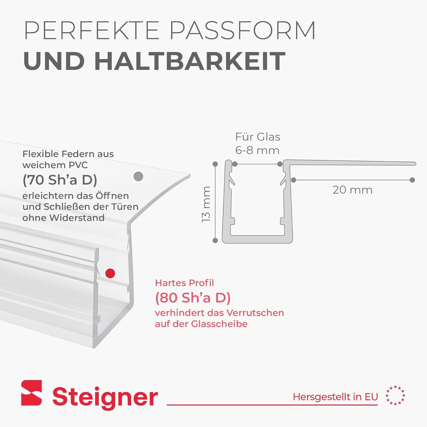 Duschtürdichtung, Stärke 6mm/ 7mm/ 8mm 07. Länge 80cm