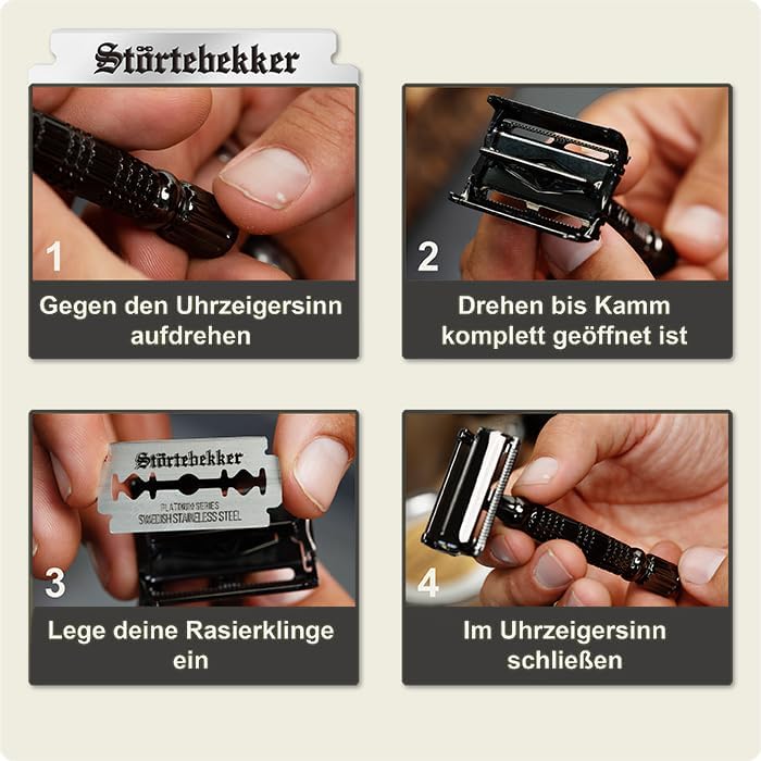 Premium Rasierhobel Set, Schwarz - Schwarz