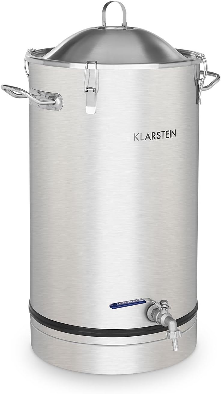 Maischfest Gärkessel mit Ablasshahn, 30 Liter Silber