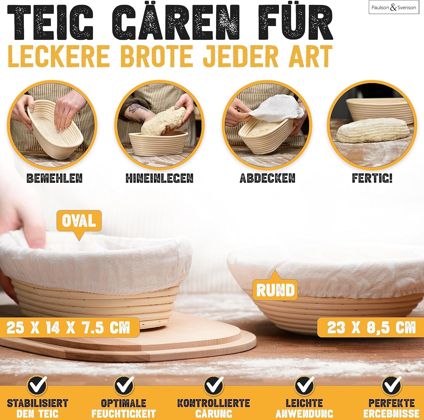 Gärkörbchen-Set inkl. Zubehör, Oval/Rund