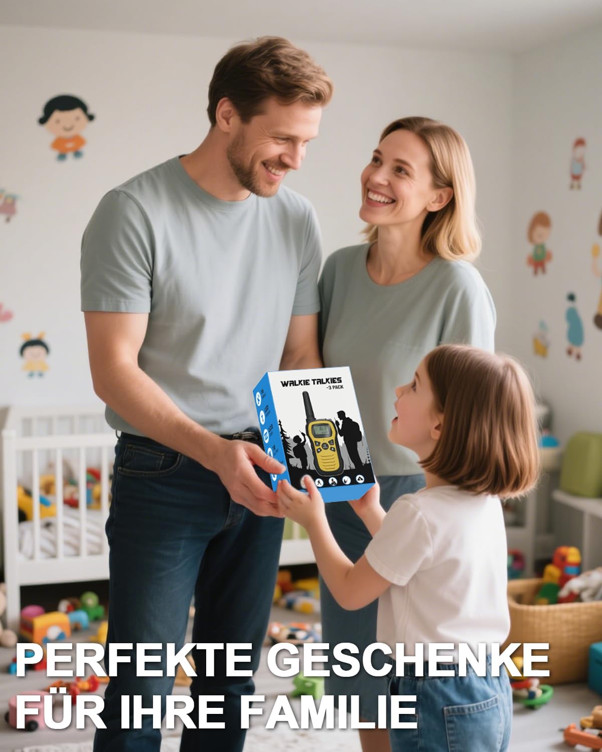 Walkie Talkie Set für Kinder mit 16 Kanälen, Gelb Blau Grün