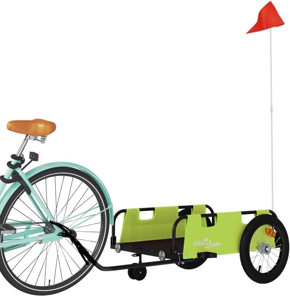Fahrradanhänger Oxford-Gewebe und Eisen, Grün 124 x 64.5 x 36 cm