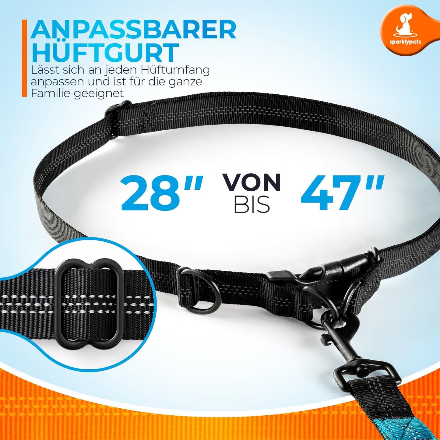 2-in-1 Joggingleine, Blau Für ein Hund