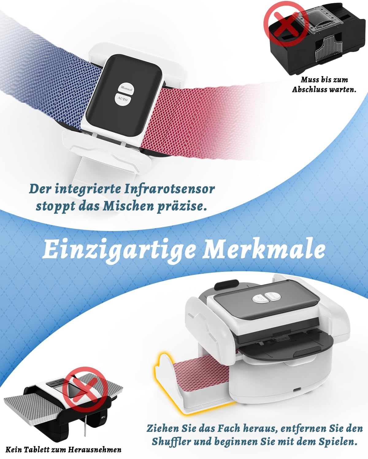 Elektrische Kartenmischmaschine ‎TX-666 für 2 Kartendecks, Schwarz