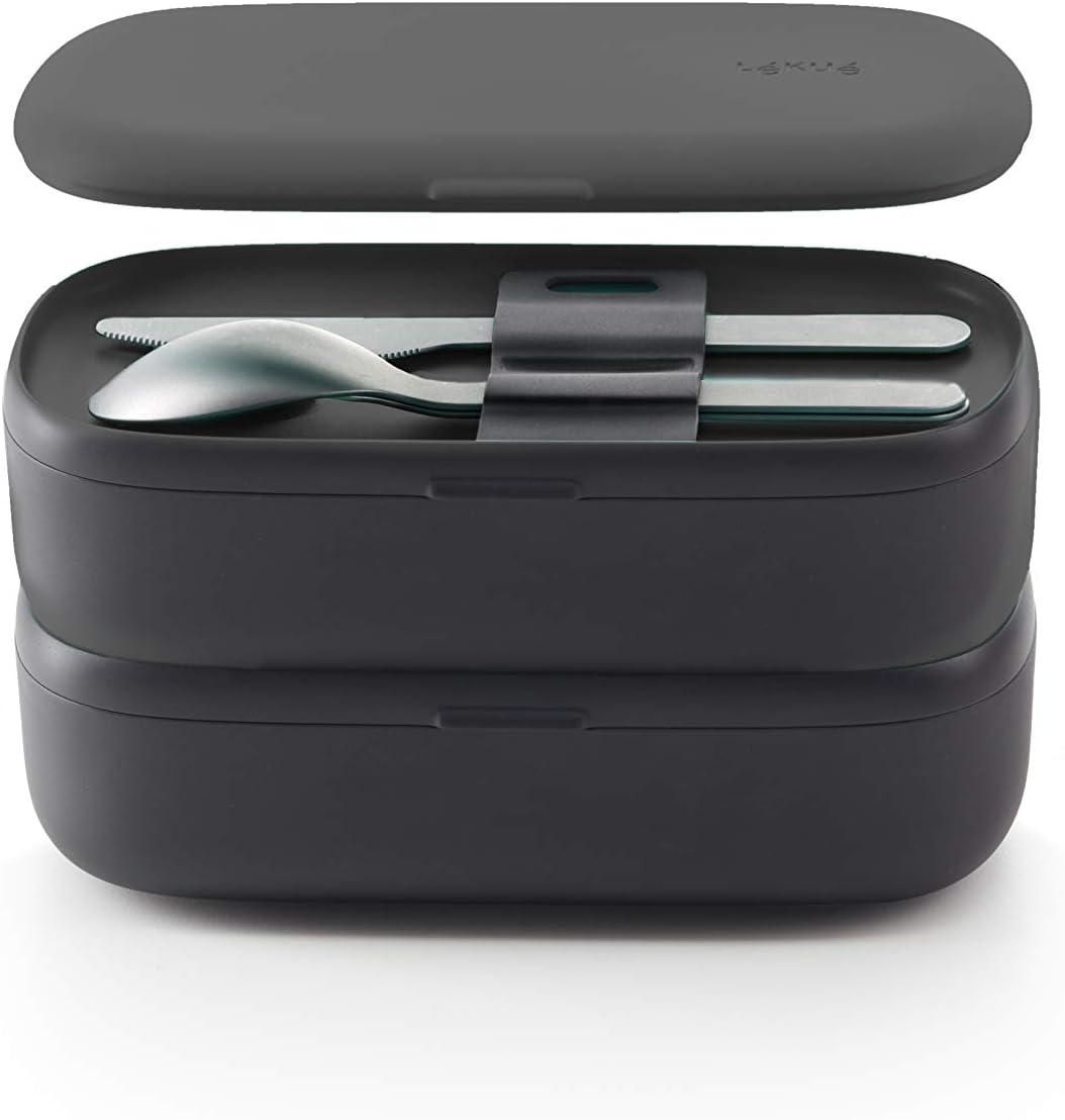 Lunchbox, mit Besteck, Schwarz