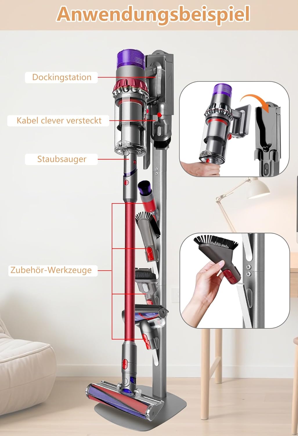 Staubsauger Ständer für Dyson, Silber