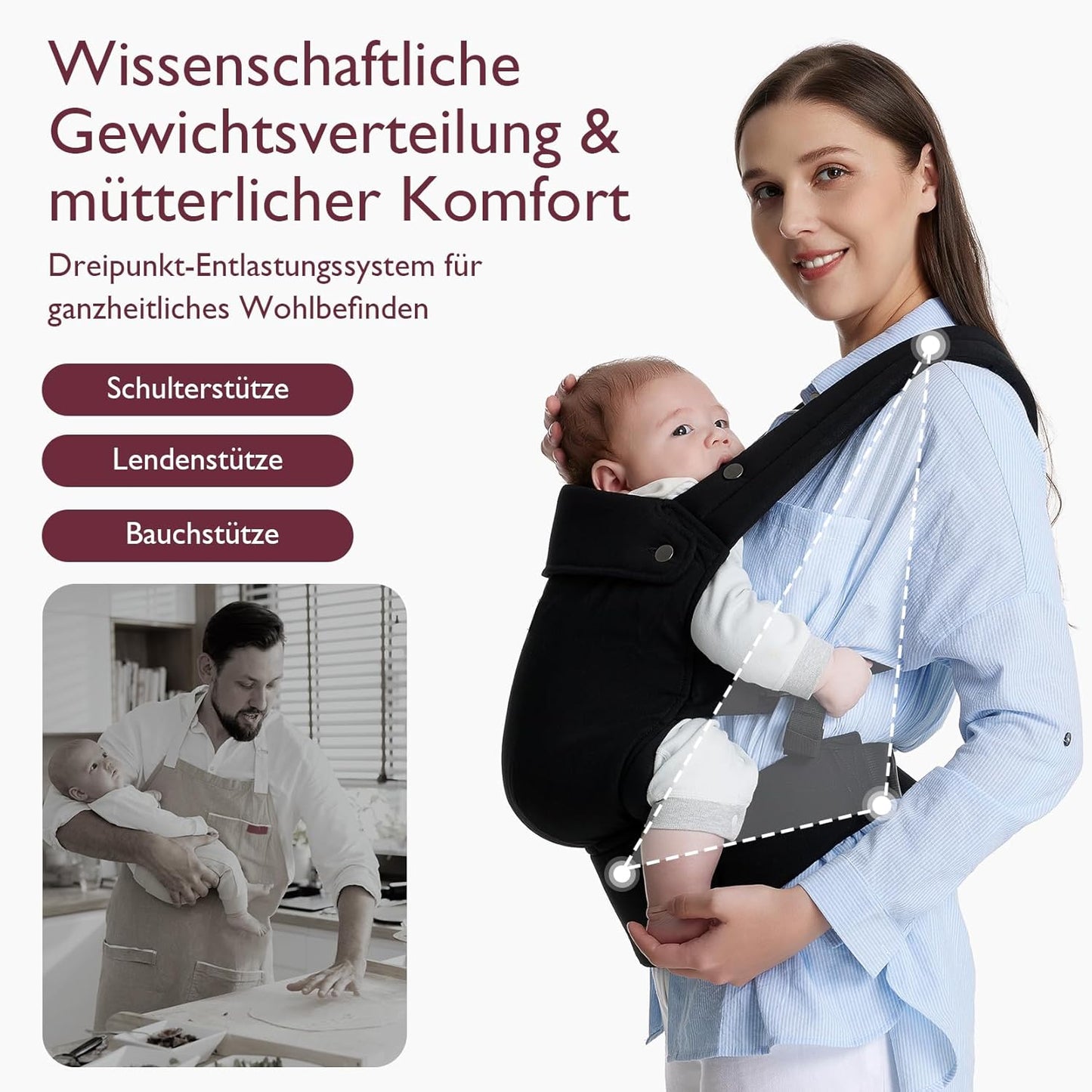 Baby Carrier, Baumwolle-Schwarz