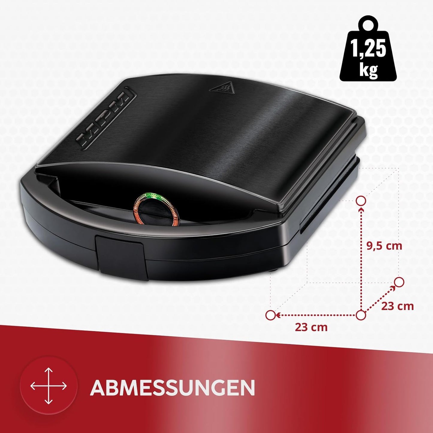 Sandwichtoaster MOP-50M mit Antihaftbeschichtung, Schwarz