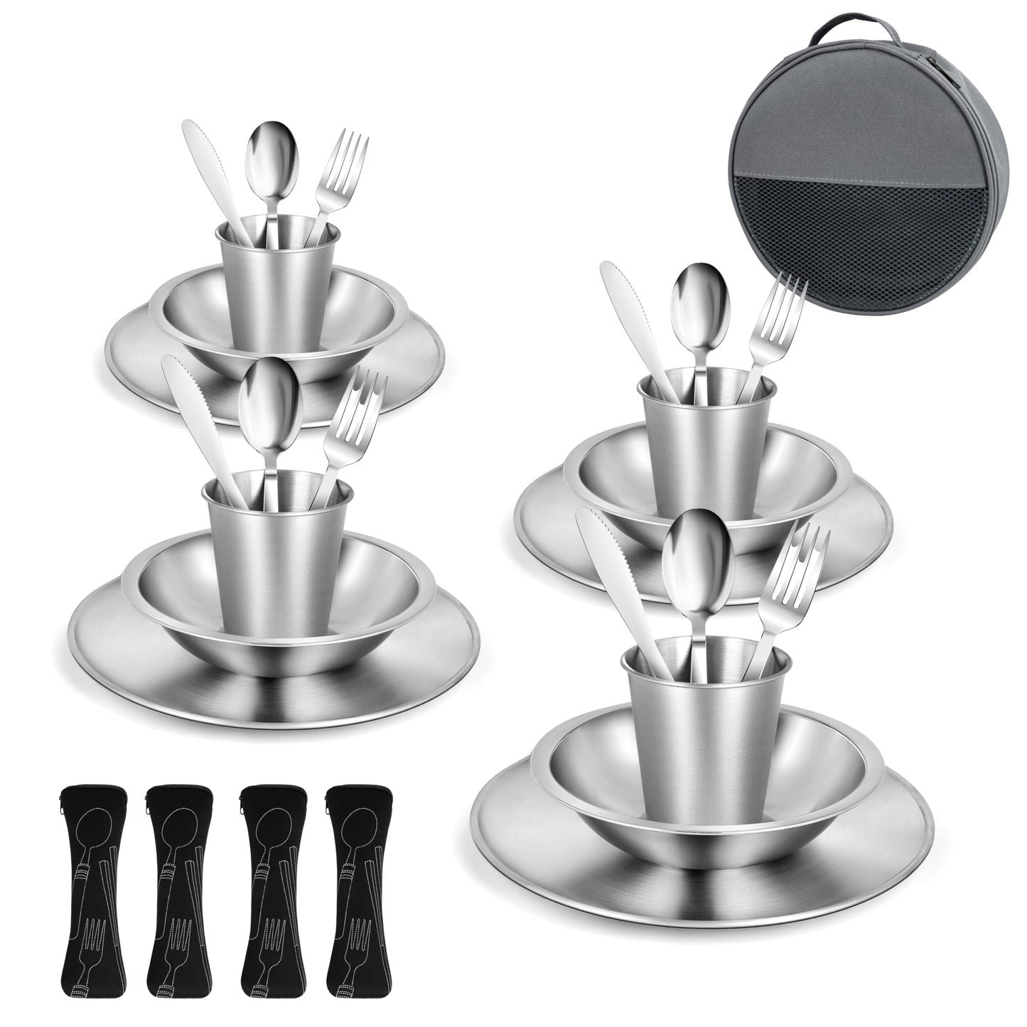 Camping Geschirr Set, Silber