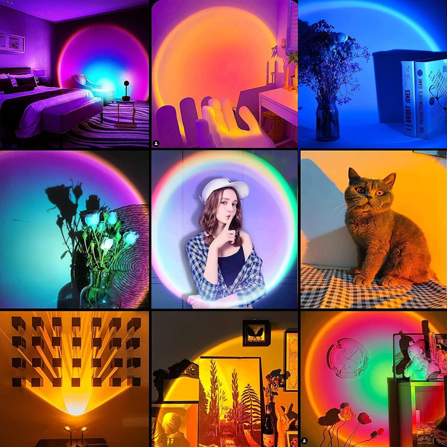 Höhenverstellbare LED-Sunset-Projektionslampe, Gelb