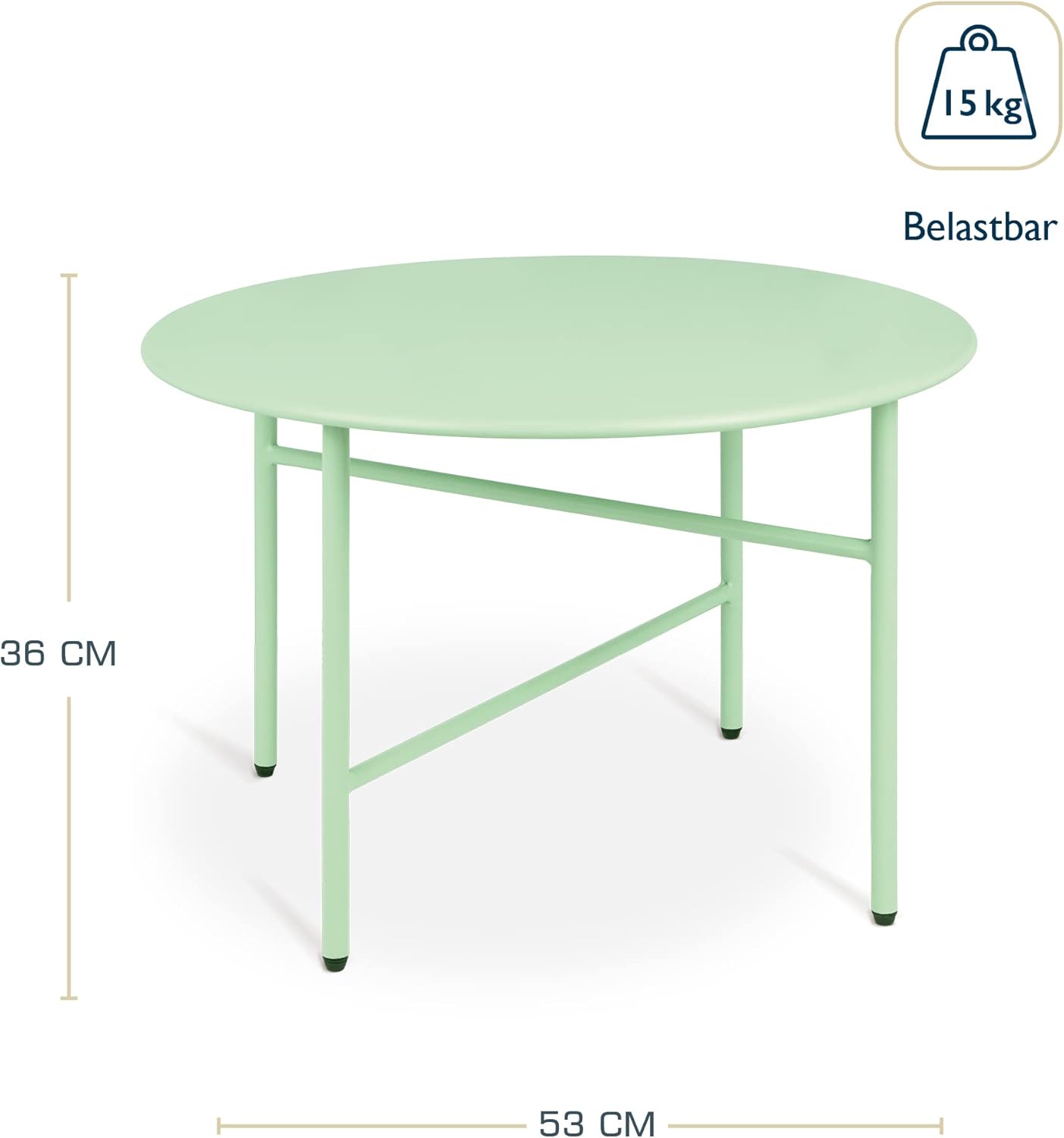 Runder Beistelltisch, Tischplatte: Ø 53cm - Höhe: 36cm Mint