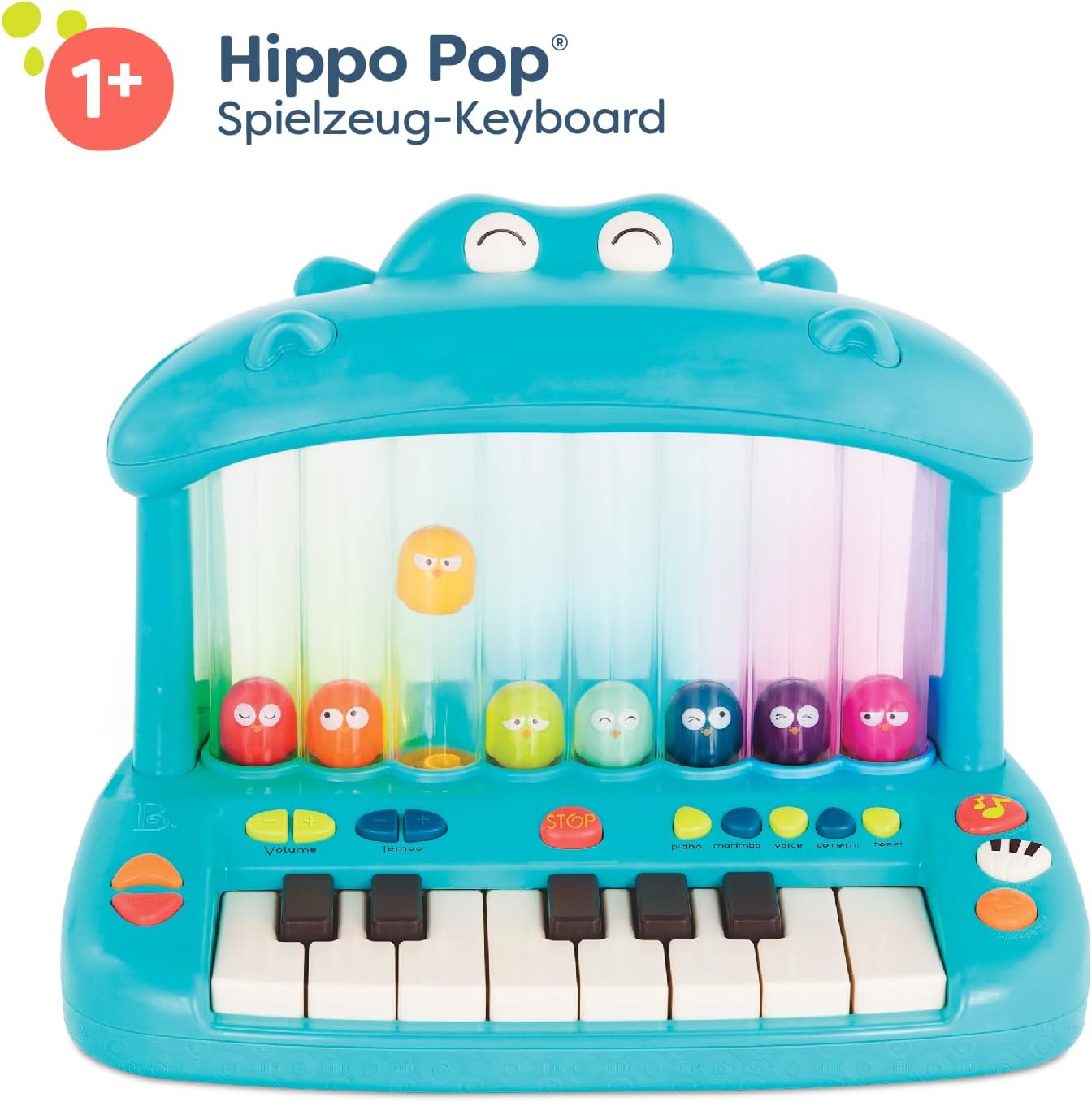 Hippo Spielzeugkeyboard mit Lichtern und Liedern, Hippo Keyboard