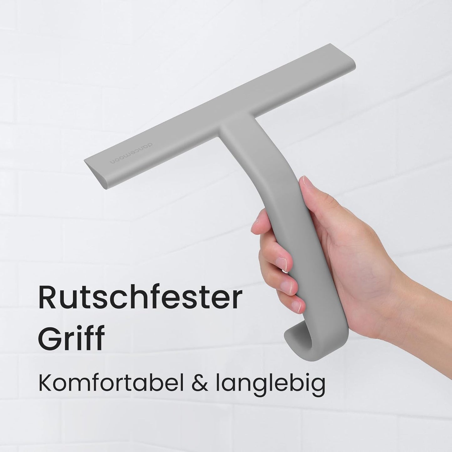 Softtouch-Silikon-Duschabzieher mit Haken, Grau