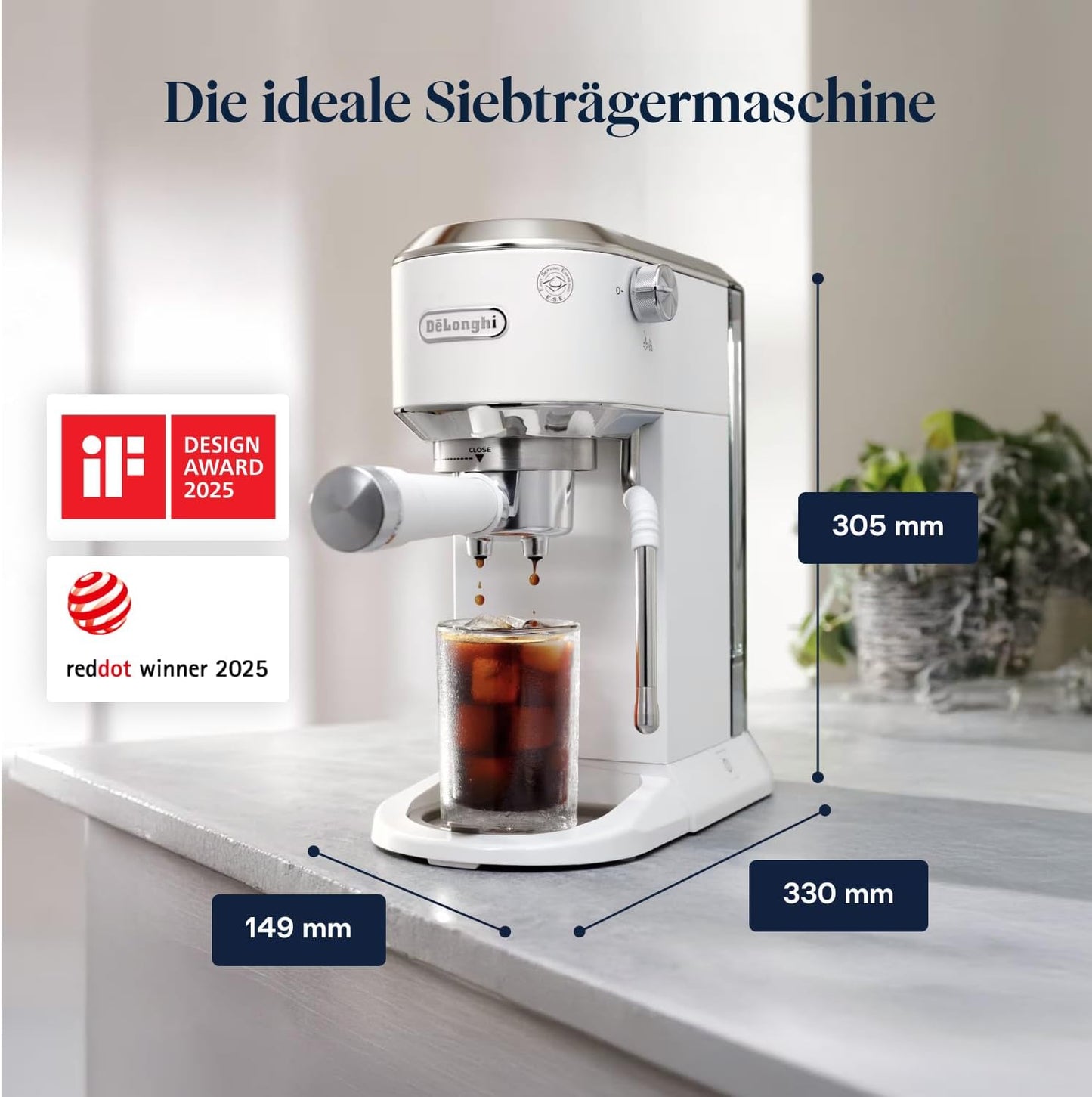 Dedica Duo Siebträgermaschine mit Milchaufschäumer