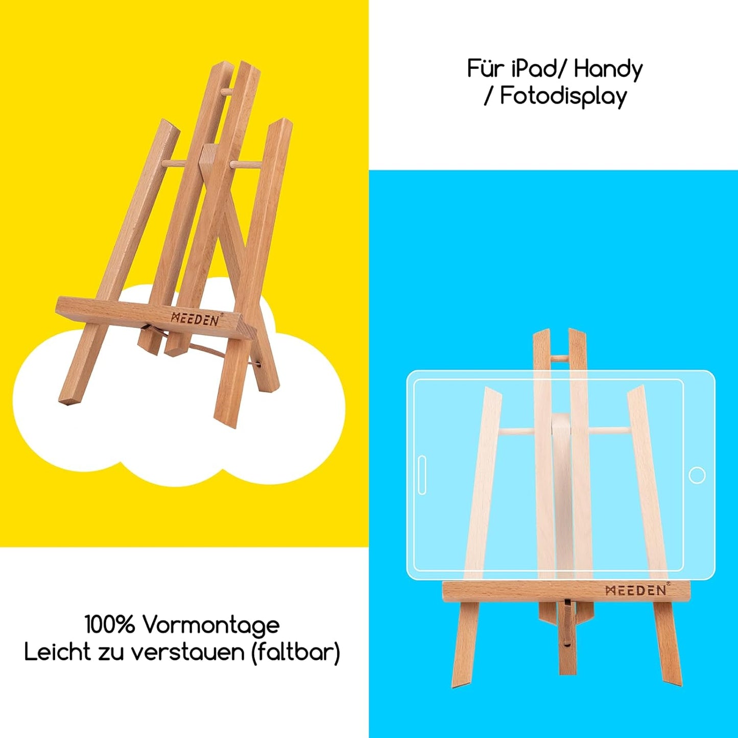 Tischstaffelei Set aus Holz, Natürlich 30CM