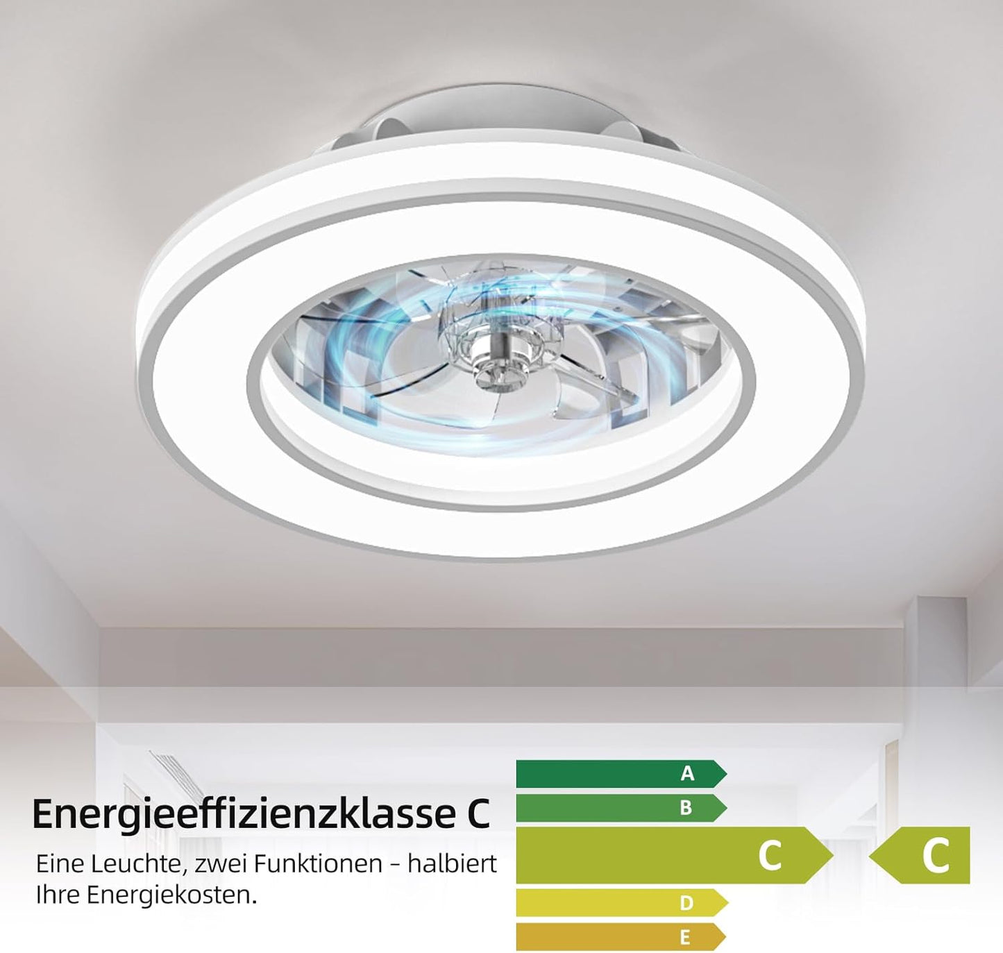 Deckenventilator mit Beleuchtung und Fernbedienung, Weiss 1 (3cct+rgb) 41.5CM